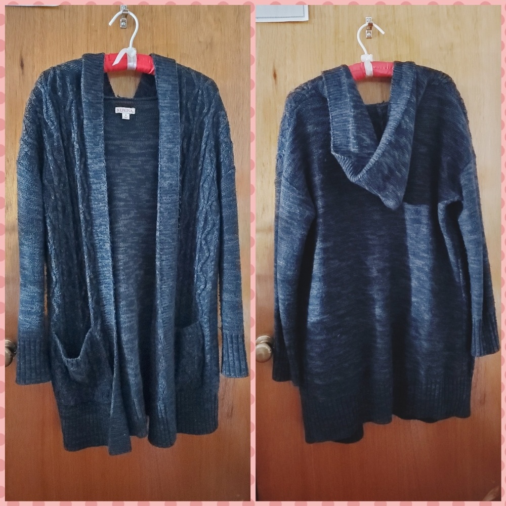 Merona | hooded grey open front sweater